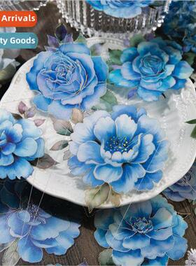 Blue Love Series Stickers Vintage Stamping Large ze Flower d