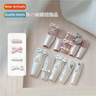 Ballet shoes leather powder bow nail jewelry French silk rib