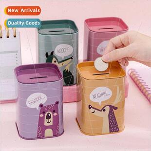 Korea Square Metal Tinplate Money Bank British Style Money B