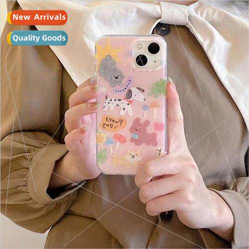 ins pink bottom cartoon animal iPhone12/11 double layer 14pr
