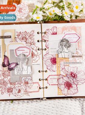 Botanical ne Drawing PET Sticker Pack Blossom Deadline Serie
