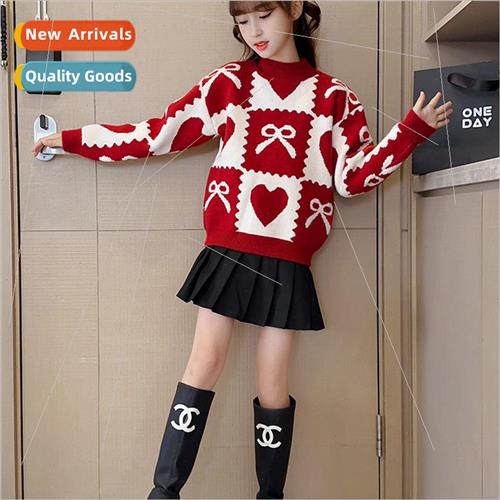 Girls padded sweater 2023 fall and winter new childrens wint