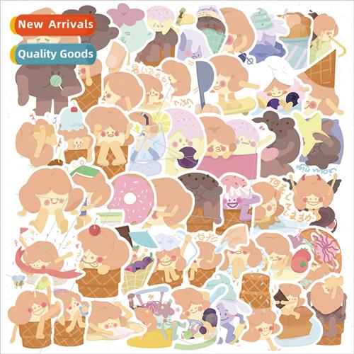 52 pcs Ice Cream Girl Doodle Stickers DIY ggage Notebook Mug