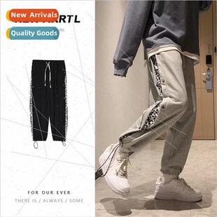 2020 new retro work pants mens spring and fall ins drawstrin