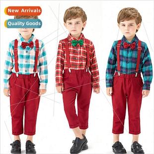 long sleeved lapel Fall cotton plaid bow cardigan childrens