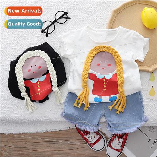 2023 summer new childrens suit double ponytail little prince