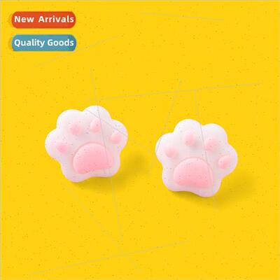 Cute pink cat paw brooch plastic buttons animal mini scarf b