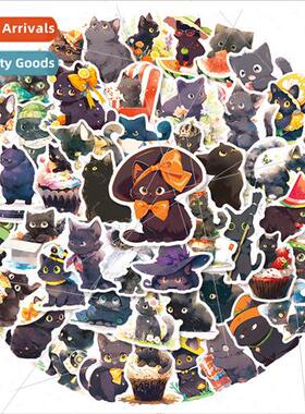 50 cartoon black cat personalized luggage laptop phone case