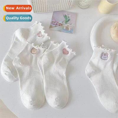 Socks female spring and summer thin white mid-calf socks Jap