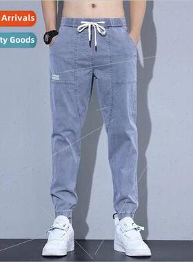 2021 new mens jeans sub spring and fall loose drawstring foo