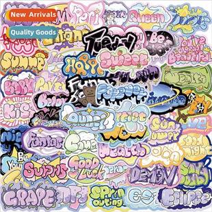 graffiti text stickers guitar cartoon decorative not INS