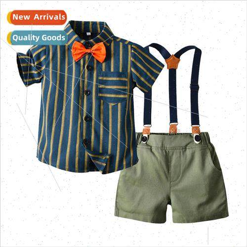 Childrens fashion hot  children vintage striped bow tie shir