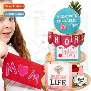 wooden ornaments layered New decorative Day tray woo Mothers