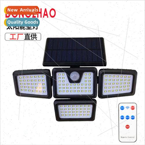 2023 new LED solar light four head rotating outdoor waterpro