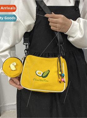 Cute avocado canvas bag 2022 new fashion small fresh shoulde