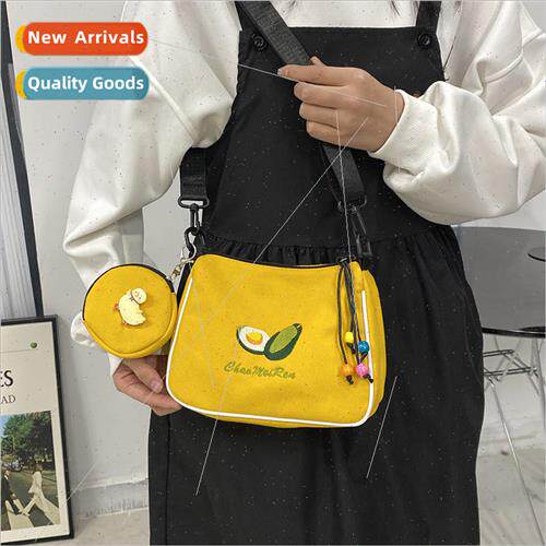 Cute avocado canvas bag 2022 new fashion small fresh shoulde