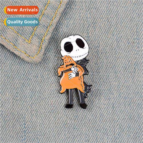 Cartoon creative alloy oil drop brooch cute skull doll littl