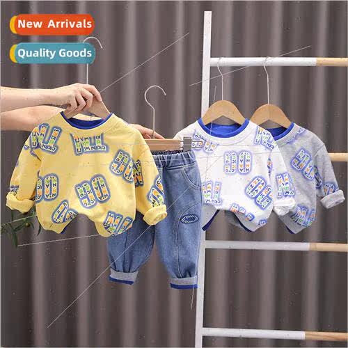 2023 fall childrens Korean full print letters long-sleeved s