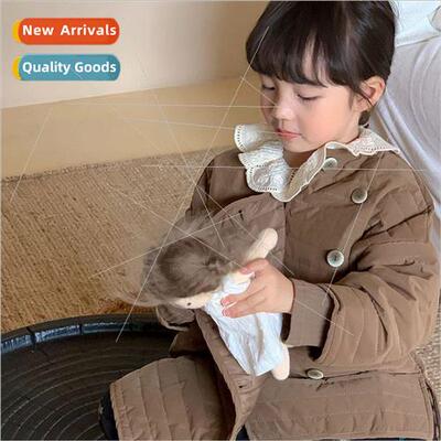 2023 fall and winter new Korean girls oblique lapel quilted