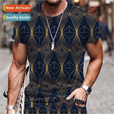 Mens 3D Digital Printed T-shirt Abstract Floral Short Sleeve