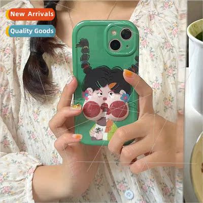 Niche quirky braid girl 适用 14ProMax three-dimensional pinc