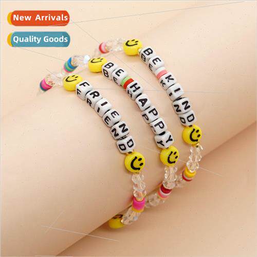 Friend  Bohemian Style Letter Beads Smiley Diamond Crystal B