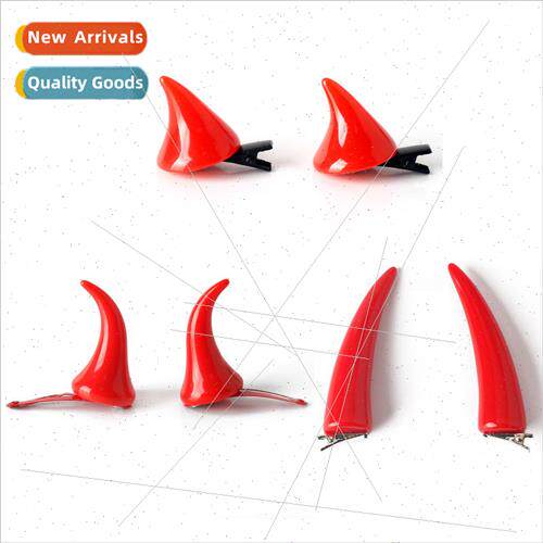 Red cow horn hairpin Halloween devil horn card hair accessor