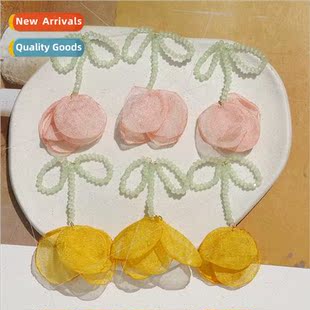 Energetic girl mesh tulip flowers diy handmade weaving beade