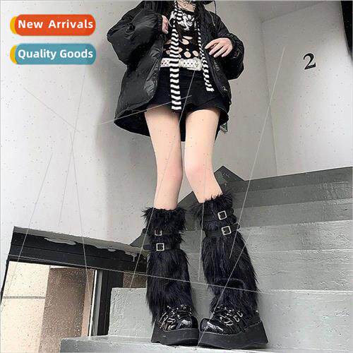 Teenage girl pink leather buckle warm leggings mid-calf jk s