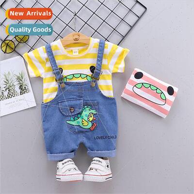 Male and female baby cartoon strappy pants suit 2021 summer