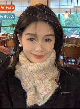 Finished rainbow candy beans short scarf female winter days