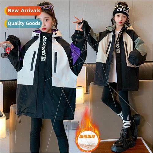 Girls colorful jacket winter 2023 new childrens winter dress