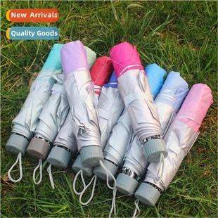 UV silver rubber umbrella creative tri-fold sunshade folding