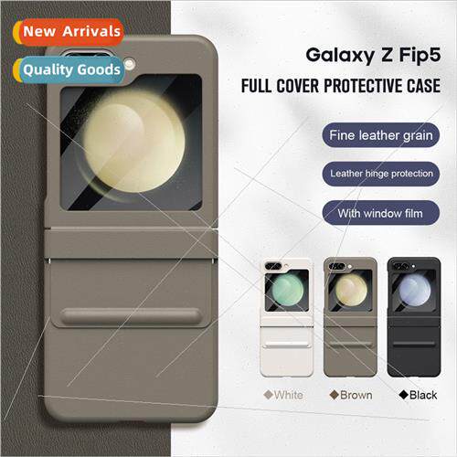 适用 Samsung ZFlip5 folding screen phone case Jingzhen leath