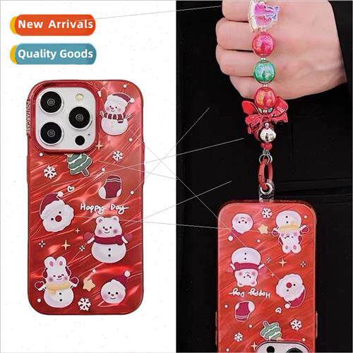Christmas cute cartoon snowman 15ProMax beads bracelet iPhon
