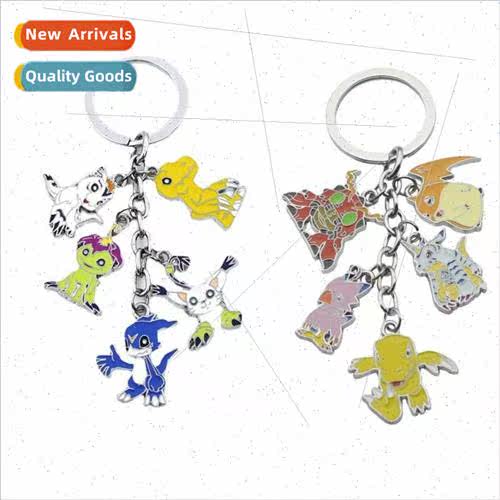 Anime digital asure colorful metal doll 5 pendant keychain b