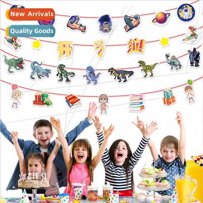 Opening season cartoon pull flag kindergarten elementary sch