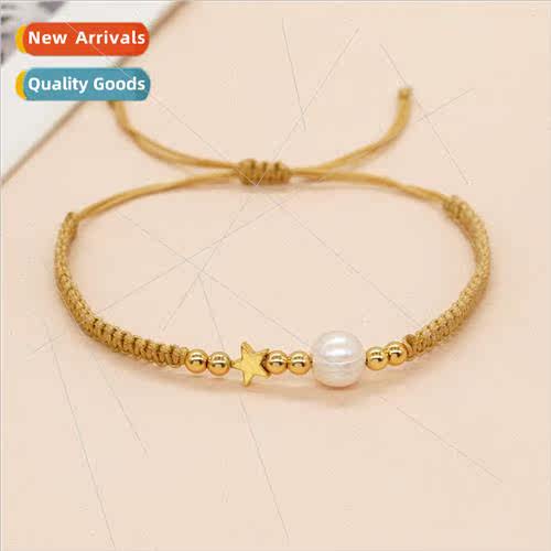 Fashion versatile new bohemian  18K pentagram natural pearl