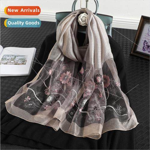 New silk wool embroidery fashion scarf female elegant versat