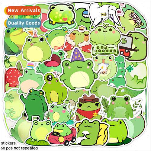 50 Cute Cartoon Frog Stickers Childrens Handbook Pencil Case