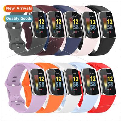 适用 Fitbit charge6 silicone watch band charge5 official mod