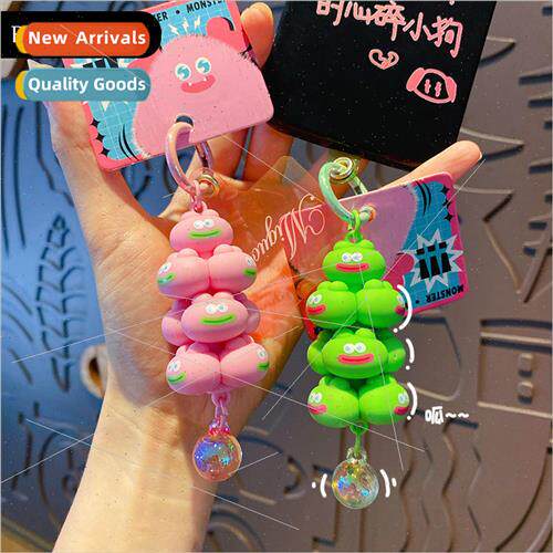 Cartoon ugly cute big mouth frog Jenga keychain cute nd crea