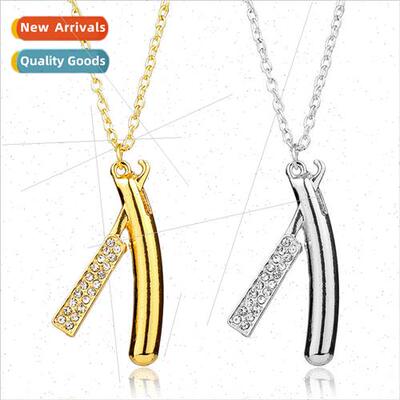 Korea Hip Hop Personalized Trend Barber Razor Necklace Penda