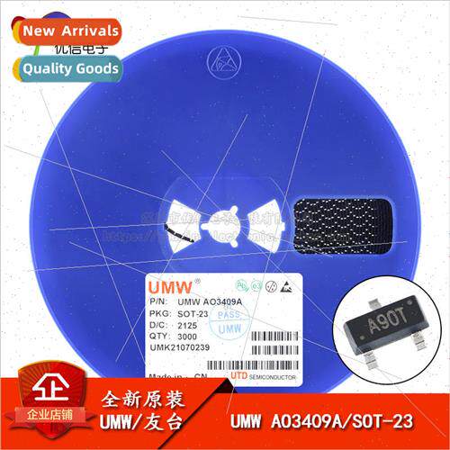 New al UMW AO3409A SOT-23 -30V/-2.6A P-channel MOS Chip