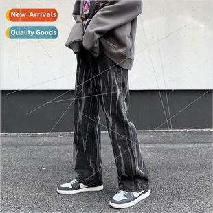 casual Hon fall printing dye tie loose winter and mens jeans