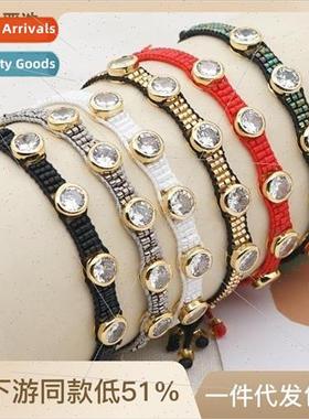 Vintage ethnic  fashion light luxury 3 rows of beads rice be