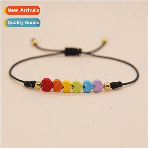 ins23 new colorful iron gallstone peach heart bracelet desig
