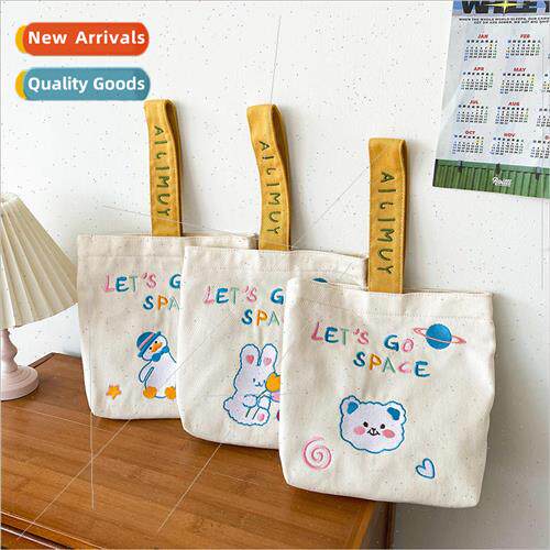 2022 new canvas bag bag embroidery cartoon handbag lunch bag