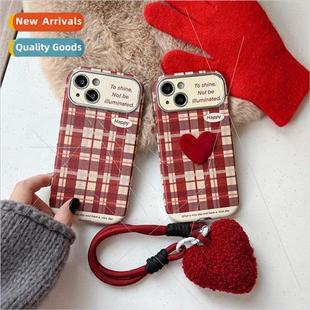 Large Window Leather Plaid 15PRO IPhone15ProMax Apple Love