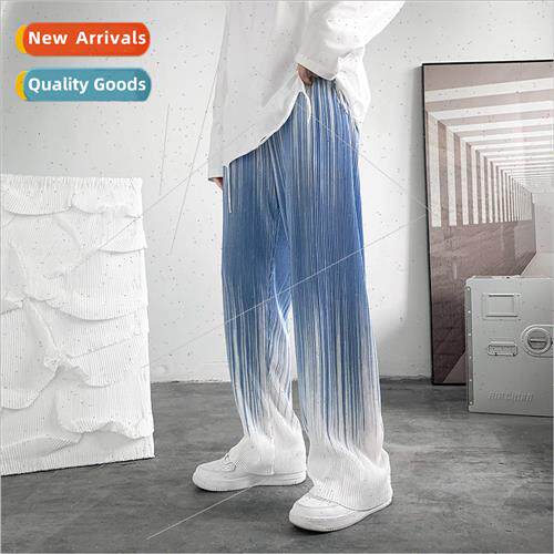 Gradient color striped pants men ins Korea nd casual wide-le